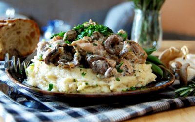 Fricassée de pleurotes et polenta