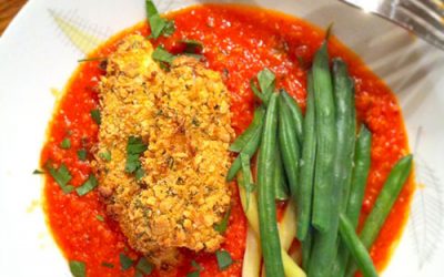 Croquettes de poisson, sauce romesco