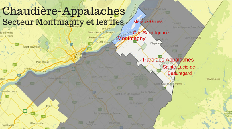carte Montmagny et les Îles